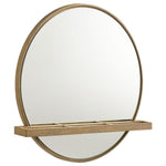 Benson - Round Vanity Wall Mirror With Shelf - Sand