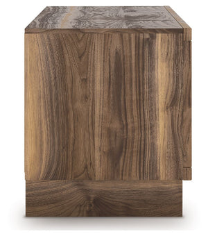 Signature Design by Ashley Zadilyn TV stand with built-in fireplace, modern wood finish, and spacious storage compartments.