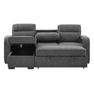 Mitchell - Reversible Sofabed With Storage Chaise, USB And Cup Holders - Dark Gray