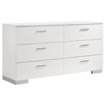 Dulcey - 6 Drawer Dresser With Accents, Bedroom Storage - Gloss White