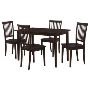 Stan - 5 Piece Dining Set With Rectangular Table And Slat Back Chairs - Cappuccino