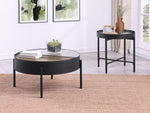 Ozella 2-piece Round Coffee and End Table Set Sandy Black