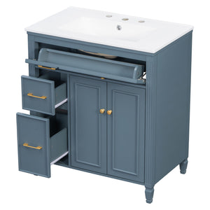 Freestanding Bathroom Vanity With Sink, Soft Close Door, Tip Out Drawer