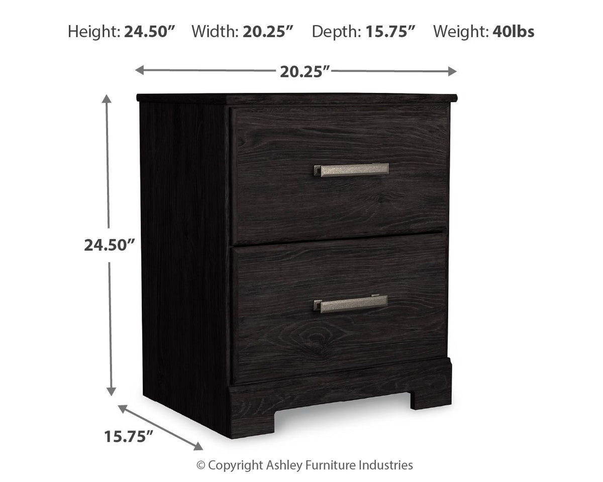 Belachime - Two Drawer Night Stand - Charcoal - R&R Furniture Gallery (Fountain Valley, CA)