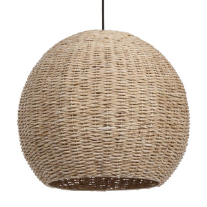 Seagrass 1-light dome pendant light in light brown by Uttermost, showcasing woven seagrass shade and modern pendant design.