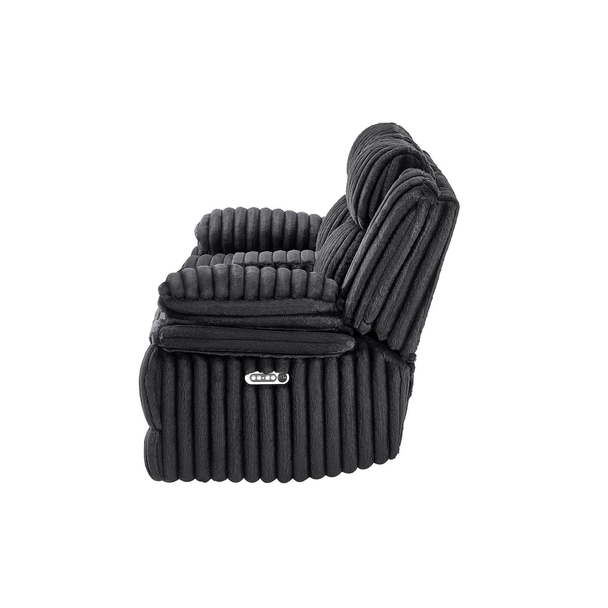 Winston - Power Console Recliner Loveseat With LED And Hidden Drawer - Black