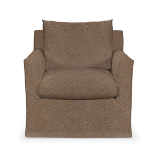 Classic Home Cassiano swivel chair with plush fabric upholstery and a rounded backrest, designed for comfort and style.