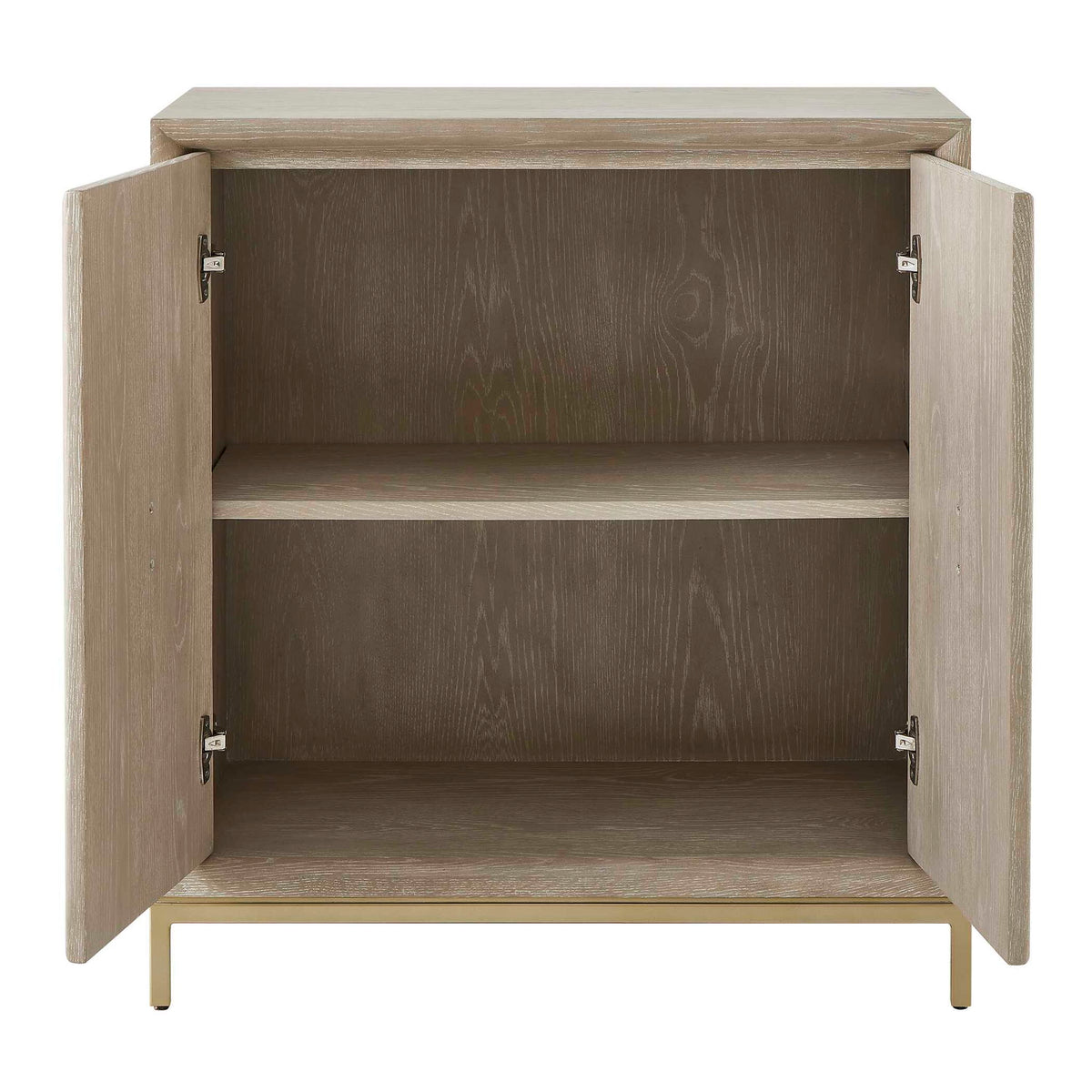 Uttermost Alessia 2-door light brown accent cabinet with sleek design and modern hardware for stylish storage.