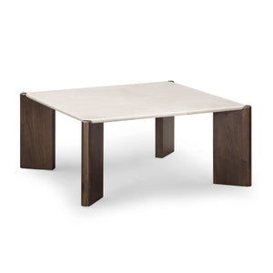 Cream square coffee table by TOV Furniture with a sleek, modern design, smooth surface, and sturdy legs perfect for living rooms.