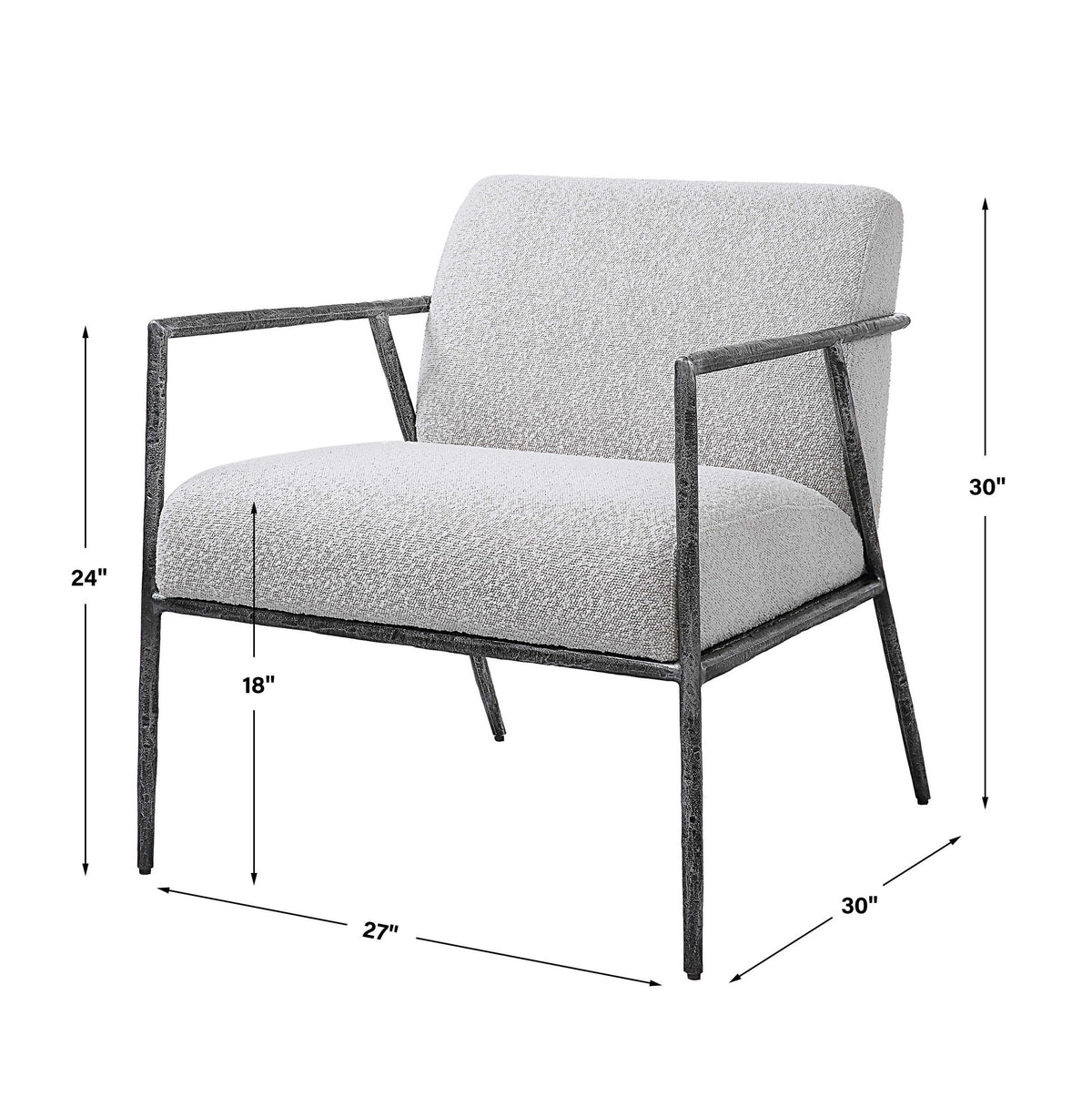 Light gray Uttermost Brisbane accent chair with sleek modern design and wooden legs, perfect for living room or bedroom decor.