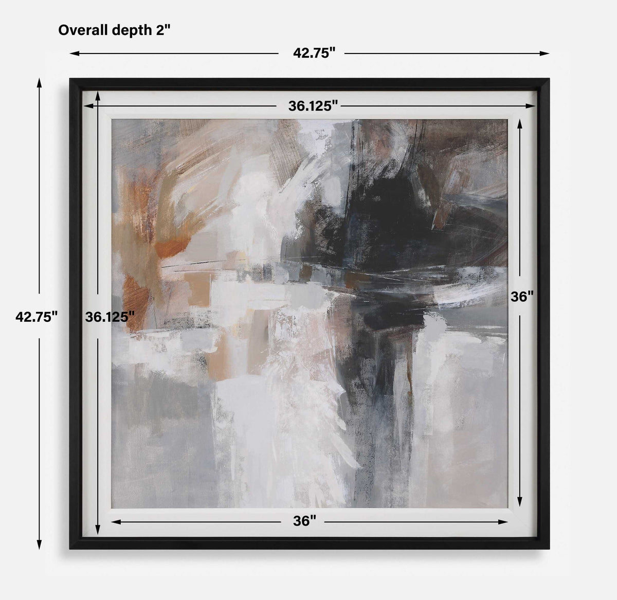 Wings Neutral - Abstract Framed Print - Black