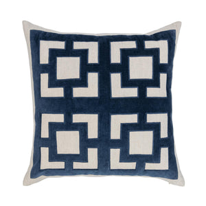 Navy blue 22x22 inch NV Corbin accent pillow by Classic Home, featuring textured fabric and decorative design for sofa or bed.