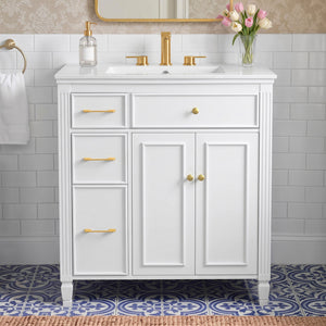 Freestanding Bathroom Vanity With Sink, Soft Close Door, Tip Out Drawer