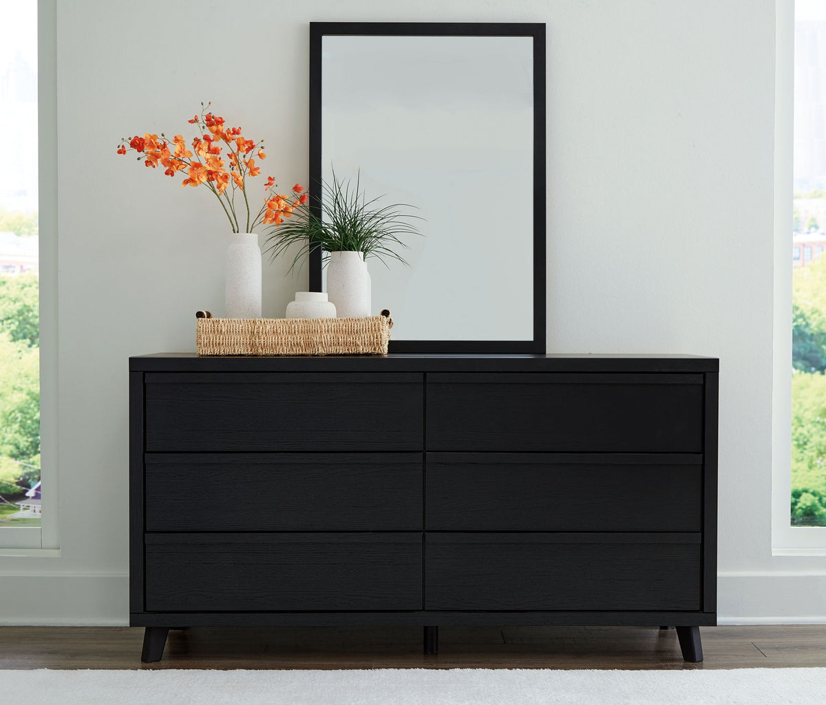 Danziar - Dresser And Mirror - Black - R&R Furniture Gallery (Fountain Valley, CA)