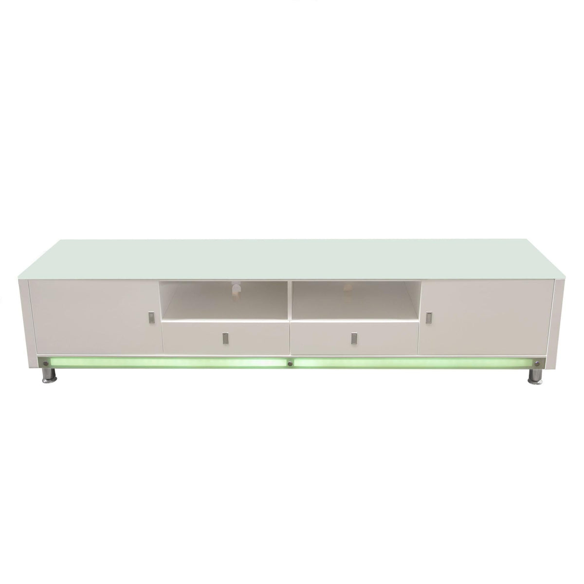 K99 83 Inch Low Profile Entertainment Cabinet in White Lacquer Finish w/ RGB Multi-Color Accent Light by Diamond Sofa