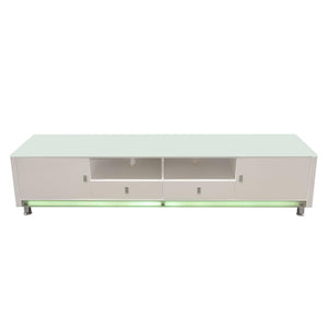 K99 83 Inch Low Profile Entertainment Cabinet in White Lacquer Finish w/ RGB Multi-Color Accent Light by Diamond Sofa