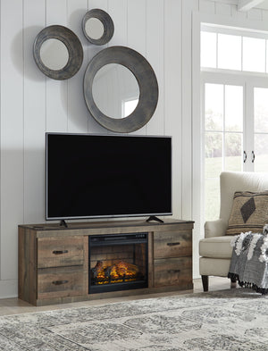 Trinell - TV Stand With Electric Fireplace - Brown - R&R Furniture Gallery (Fountain Valley, CA)