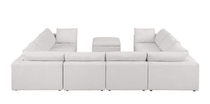 1100 - 9-Piece U-Shaped Sectional In Italian Fabric - Pearl