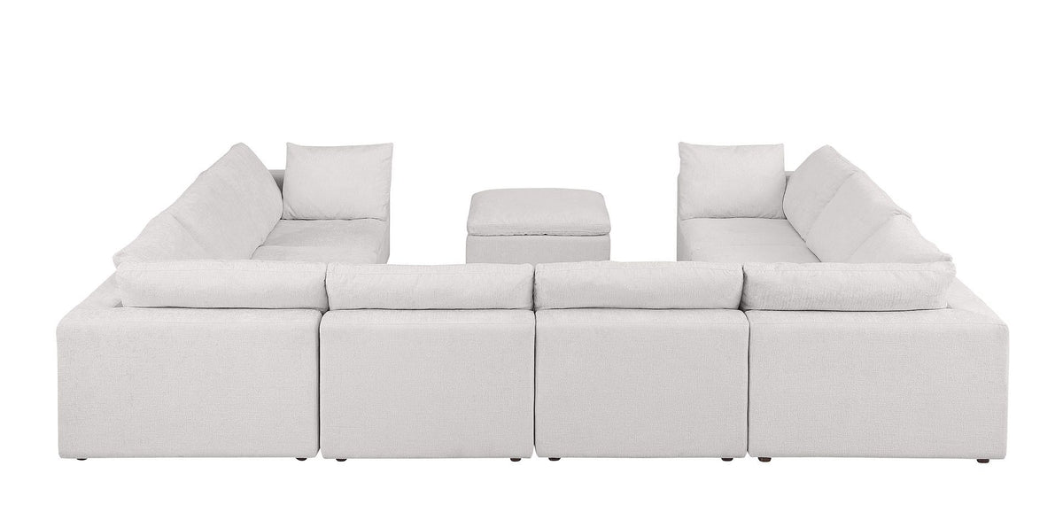 1100 - 9-Piece U-Shaped Sectional In Italian Fabric - Pearl