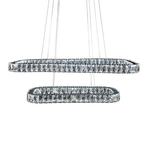 Michael Amini Lighting - Enterprise Modern Rectangular Crystal Chandelier - Chrome