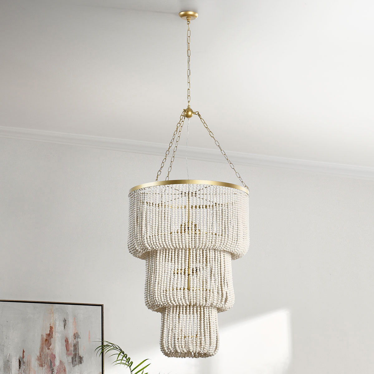 Amanda - Beaded Chandelier - White - R&R Furniture Gallery (Fountain Valley, CA)