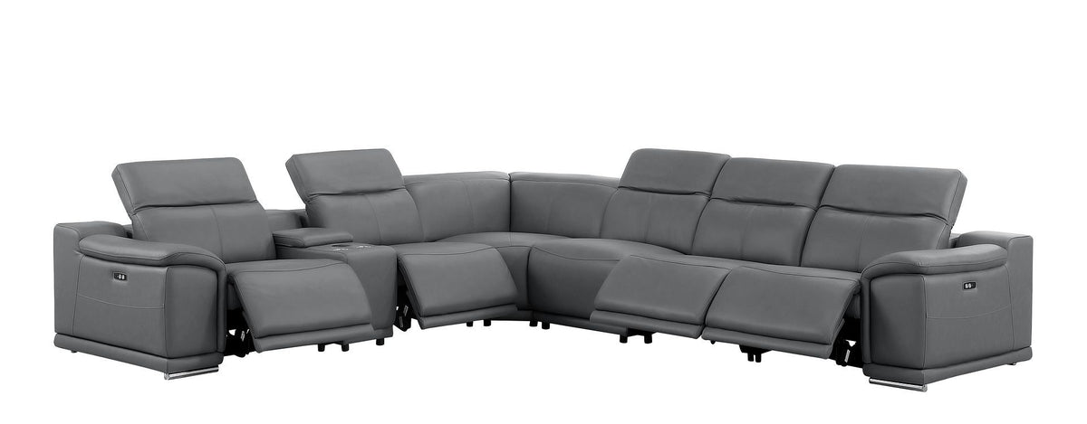 2679 - 7-Piece L-Shaped Power Reclining Sectional In Genuine Leather (4 Recliners)