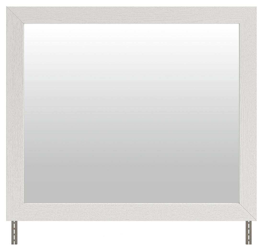 Benchcraft® bedroom mirror with a white frame, showcasing a sleek and modern design suitable for bedroom decor.