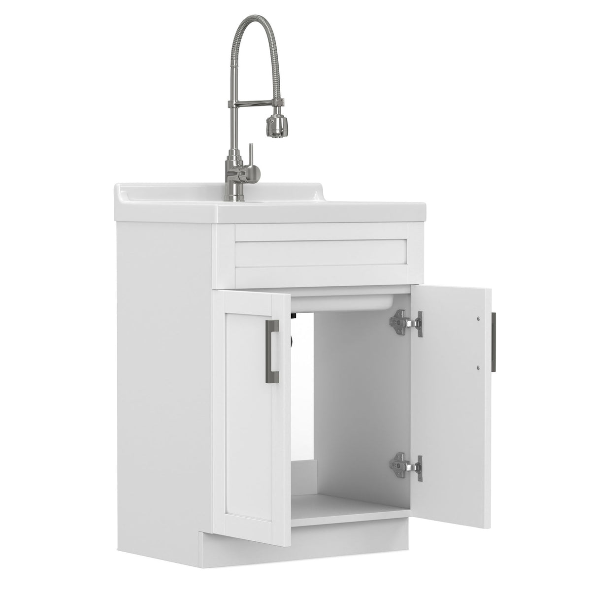 Hennessy - Deluxe Laundry Utility Sink And Cabinet - White