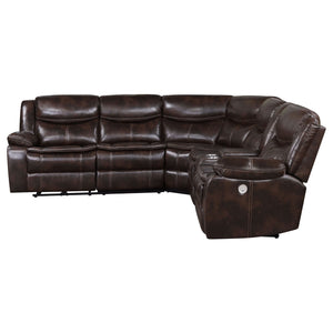 Mclean - Power Reclining Sectional Sofa With Storage Console - Dark Brown