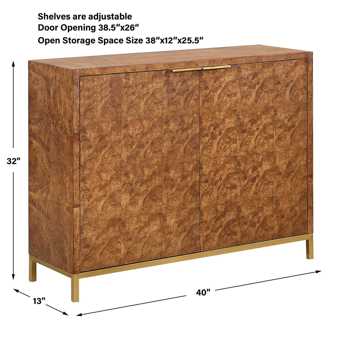 Jethro - Burl 2 Door Cabinet - Woodtone