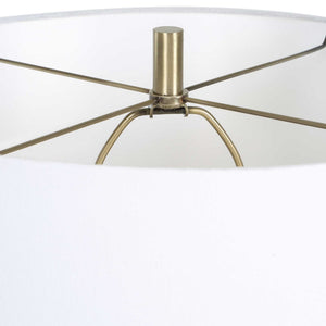Marble Base Floor Lamp - Antique Brass / White