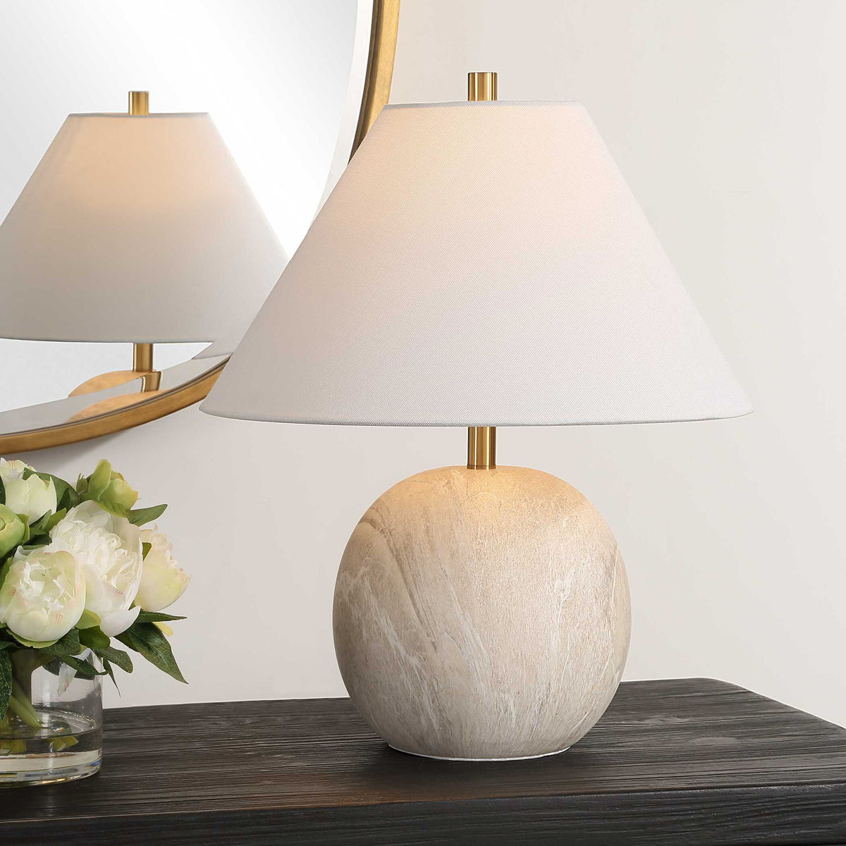 Table Lamp - White & Beige