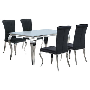Carone 5-piece 61-inch Rectangular White Glass Dining Set Black