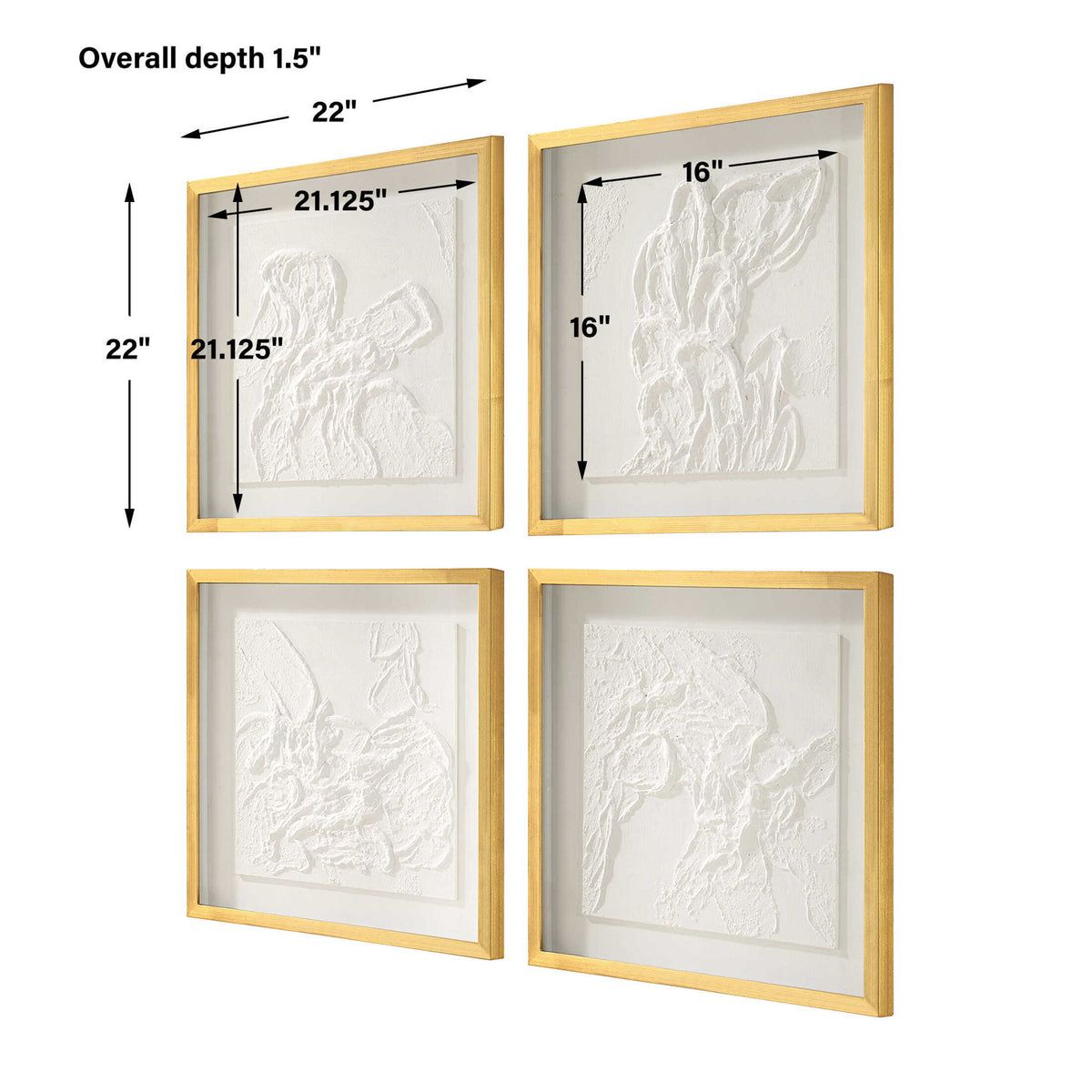 Fourfold - Framed Prints (Set of 4) - Gold