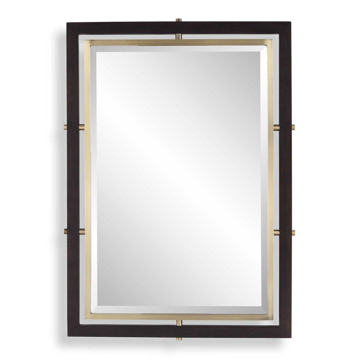 Bach - Rectangle Mirror - Walnut & Brass