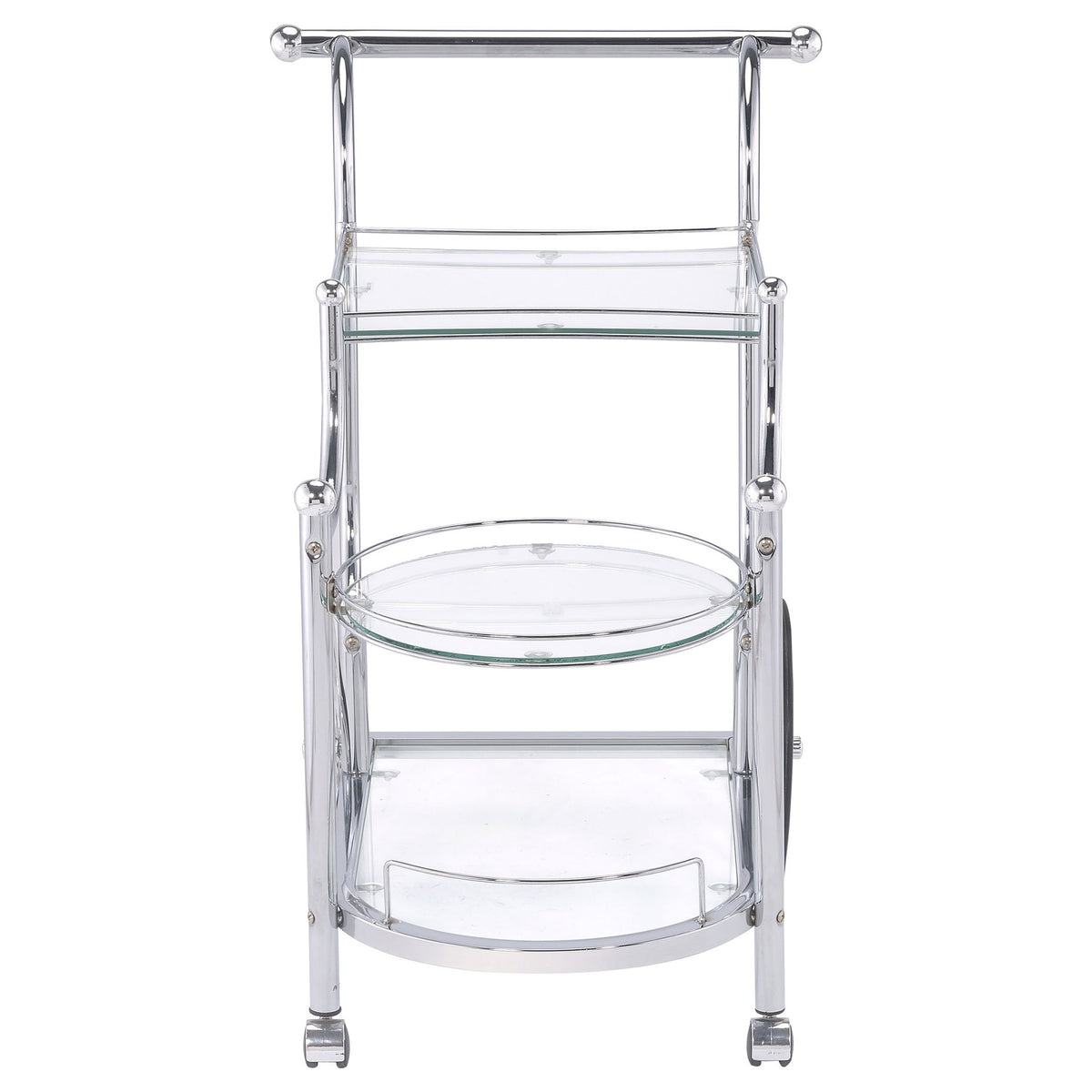 Reia - 3 Tier Cart With Casters & Tempered Glass Design - Chrome