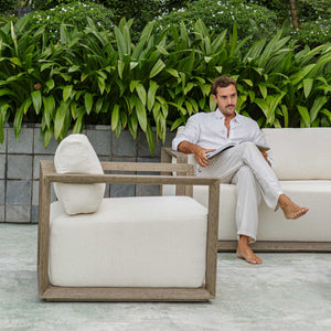 Remsen - Outdoor Lounge Chair - Dark Gray / White