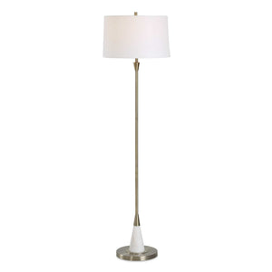 Marble Base Floor Lamp - Antique Brass / White