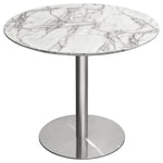 Stella 36" Round Dining Table w/ Faux Marble Top and Brushed Silver Metal Base by Diamond Sofa
