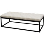 Mateo Black Powder Coat Metal Large Linen Tufted Bench - Desert Sand Linen