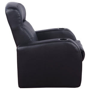 9 Piece Home Theater Seating Set With Recliners And Wedge Consoles - Black