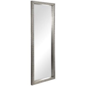 Silver metallic mirror by Uttermost, Cacelia floor mirror with a sleek, reflective surface and modern design.