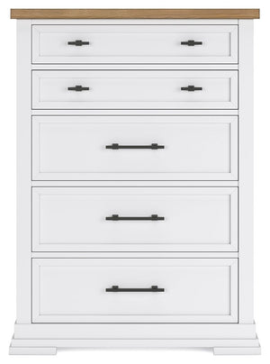 Ashbryn - Five Drawer Chest - White / Natural - R&R Furniture Gallery (Fountain Valley, CA)