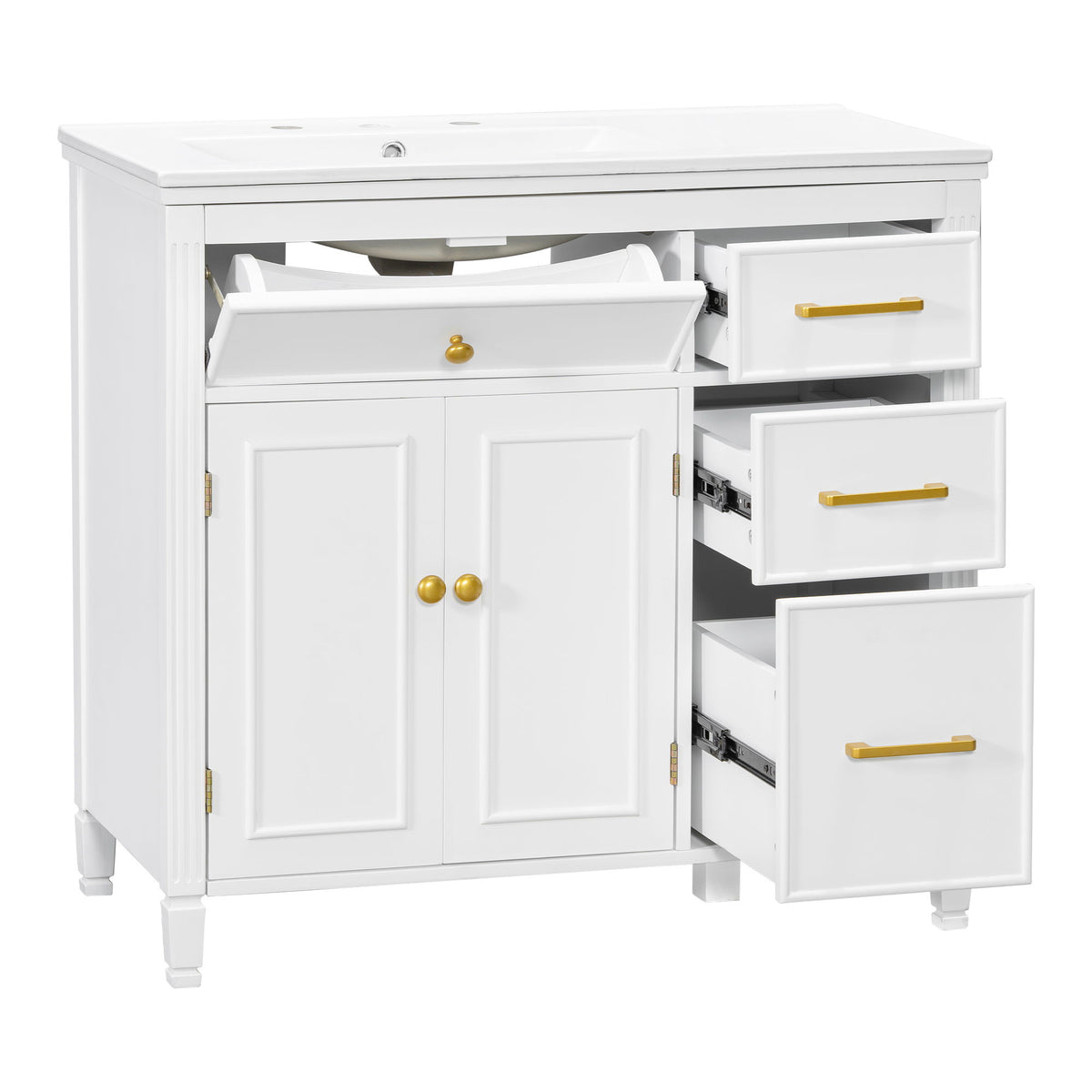 Bathroom Vanity With Sink Top, 3 Soft Closing Drawers