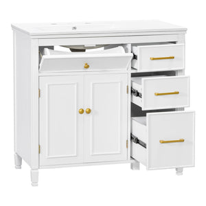 Bathroom Vanity With Sink Top, 3 Soft Closing Drawers
