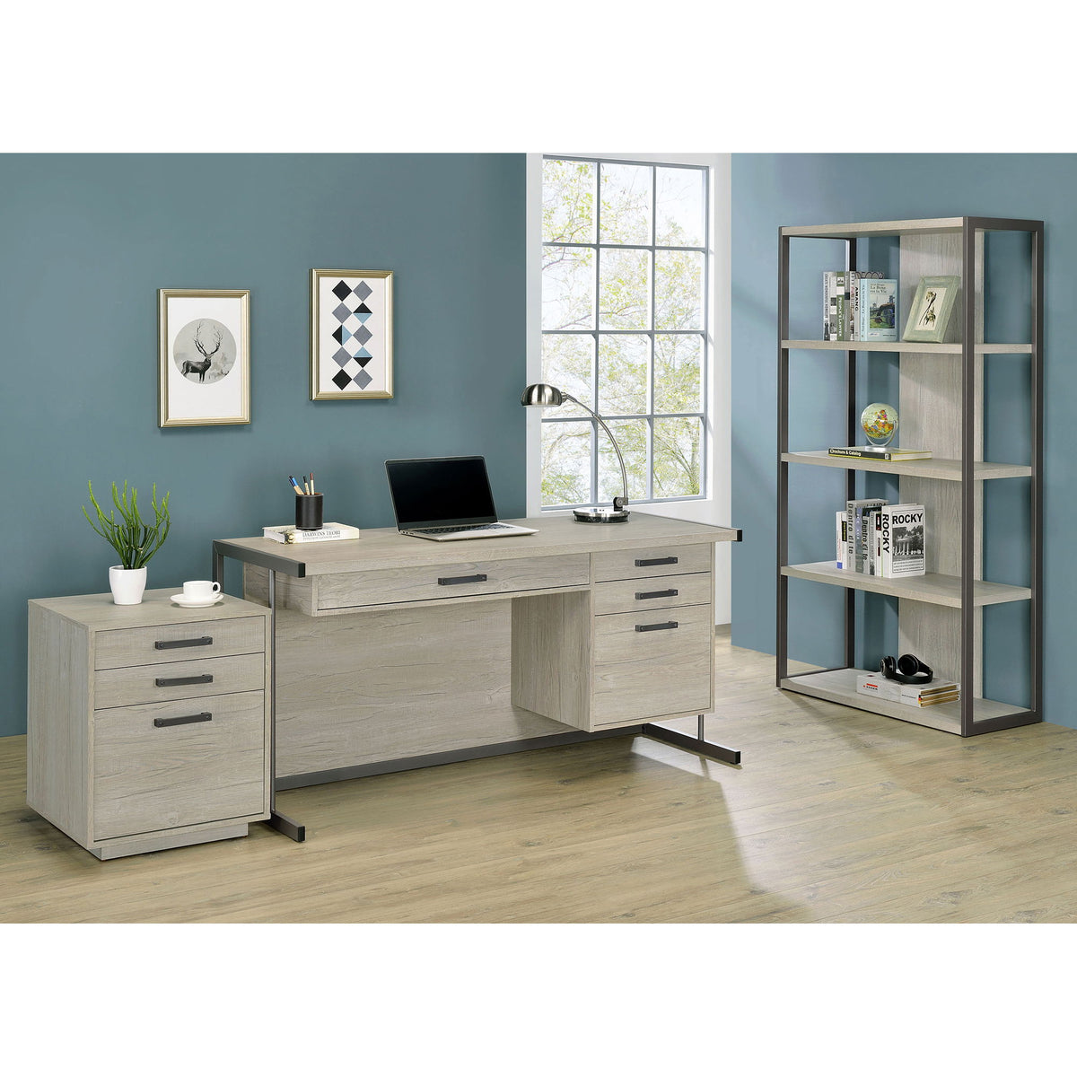 Loomis - 3 Drawer Home Office File Cabinet - White / Gray