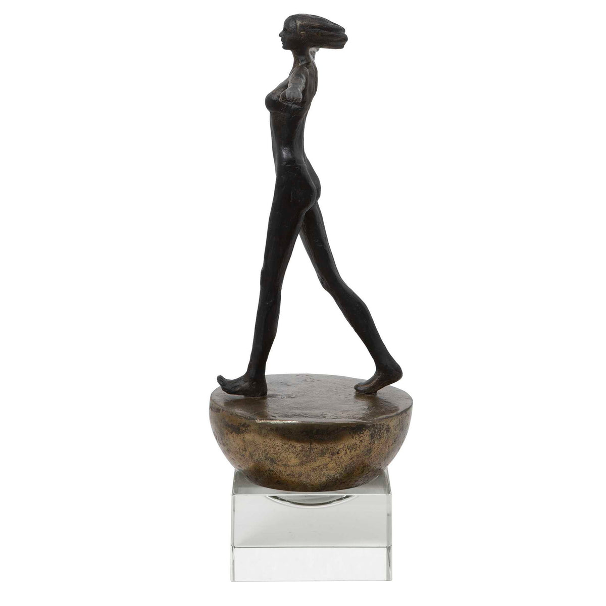 Woman Finding Balance - Sculpture - Black / Brass