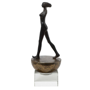Woman Finding Balance - Sculpture - Black / Brass