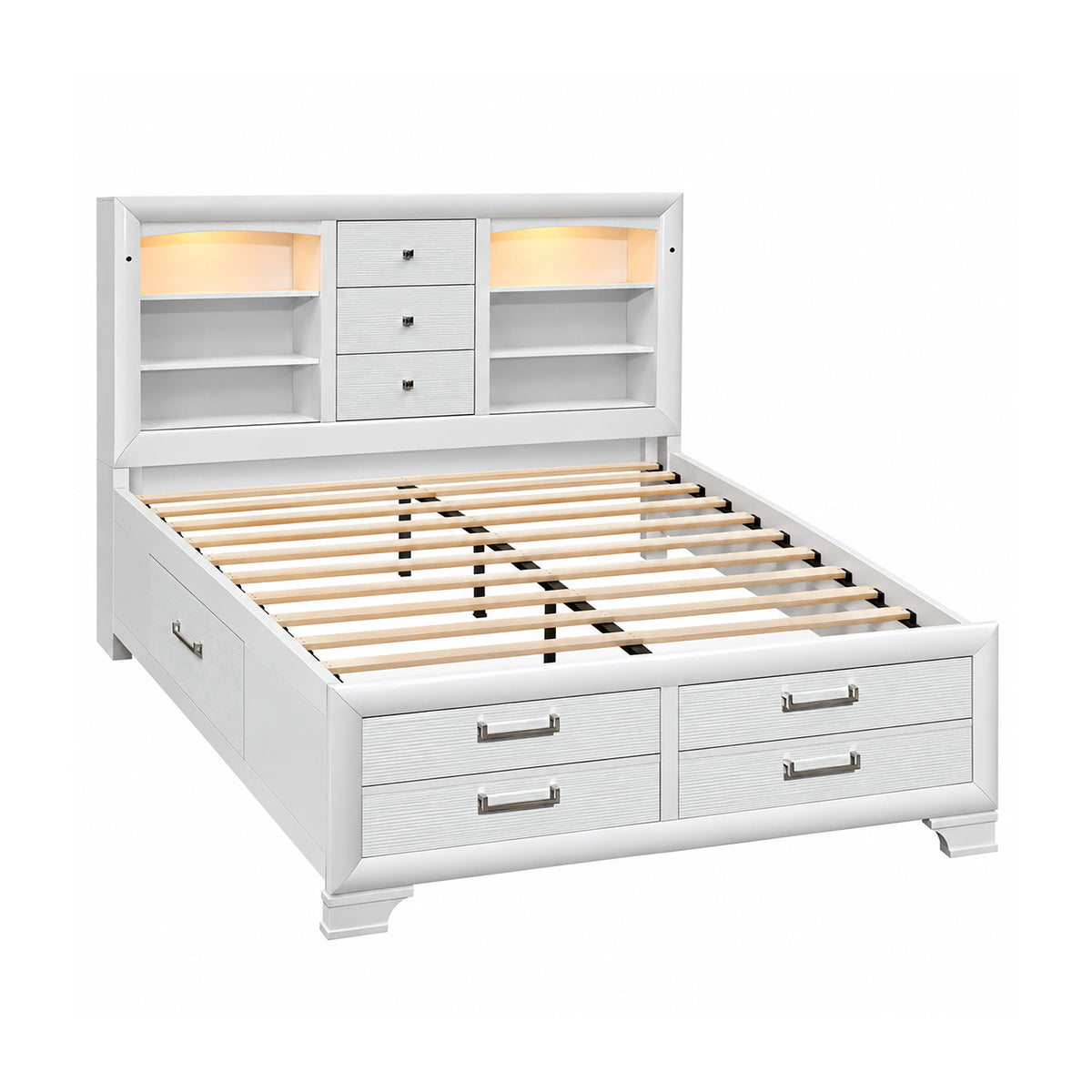 Civic - 5 Piece Storage Bedroom Set With Bookcase Headboard