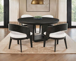 Leandro 5-piece Round Dining Table Set Burnished Black